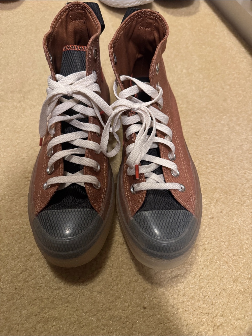 Converse Men's High-Top Sneakers in Brown and Gray with White Laces